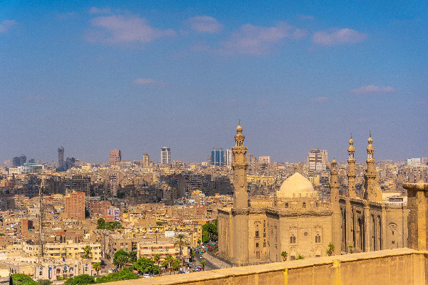 View of the Cairo city skyline from the Alabaster Mosque, the capital of Egypt. Africa